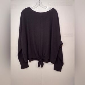 H&M Black Crew Neck top with Tie Detail Size (XL)
